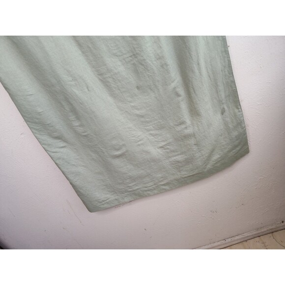 E Woman Linen Cotton Sleeveless Shirt Dress Green Shift Sz M Medium Midi Buttons - Picture 4 of 11